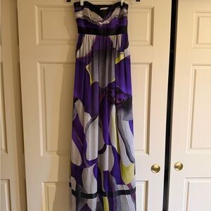 Laundry Purple Floral Strapless Maxi Dress